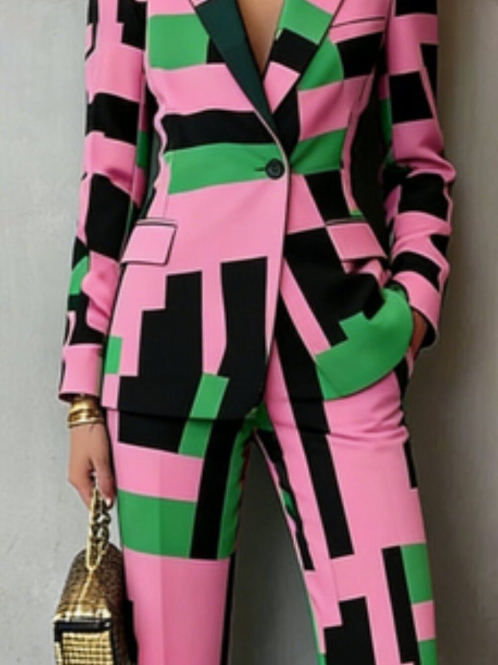 Elegant Geometric Print Pantsuit - Picture 2 of 3